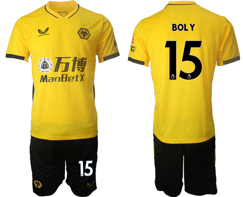 Men 2021-2022 Club Wolverhampton Wanderers home yellow #15 Soccer Jersey
